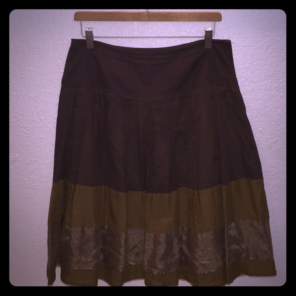 City Unlmtd full cotton skirt in brown and gold